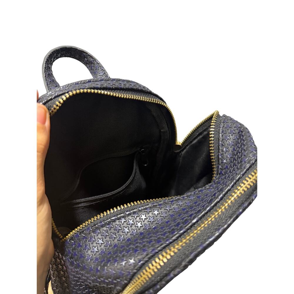 Small Black Star Pattern Backpack Navy Blue Stars Mini Daypack celestial Boho - Picture 9 of 10